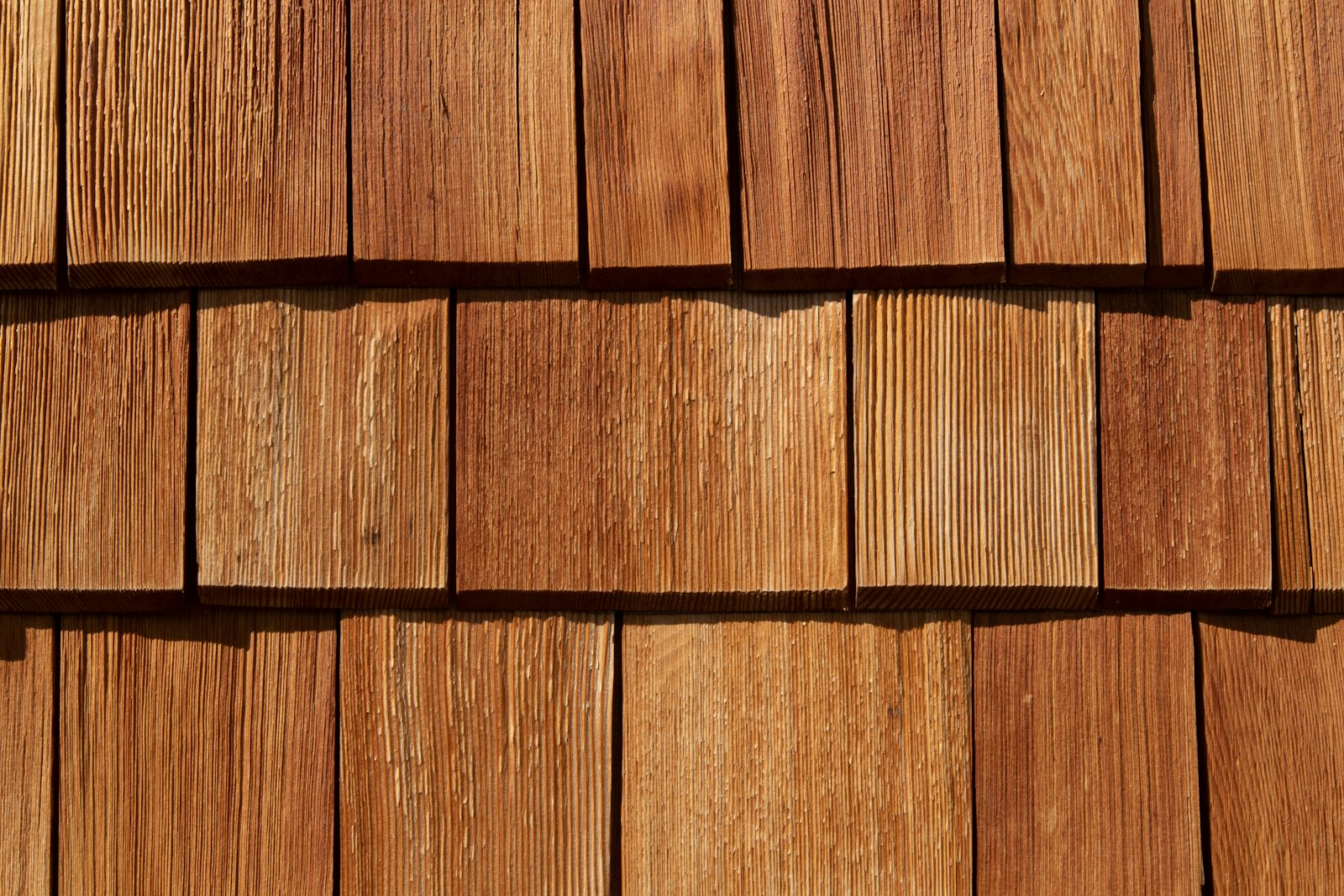 New western red cedar shingles, freshly installed