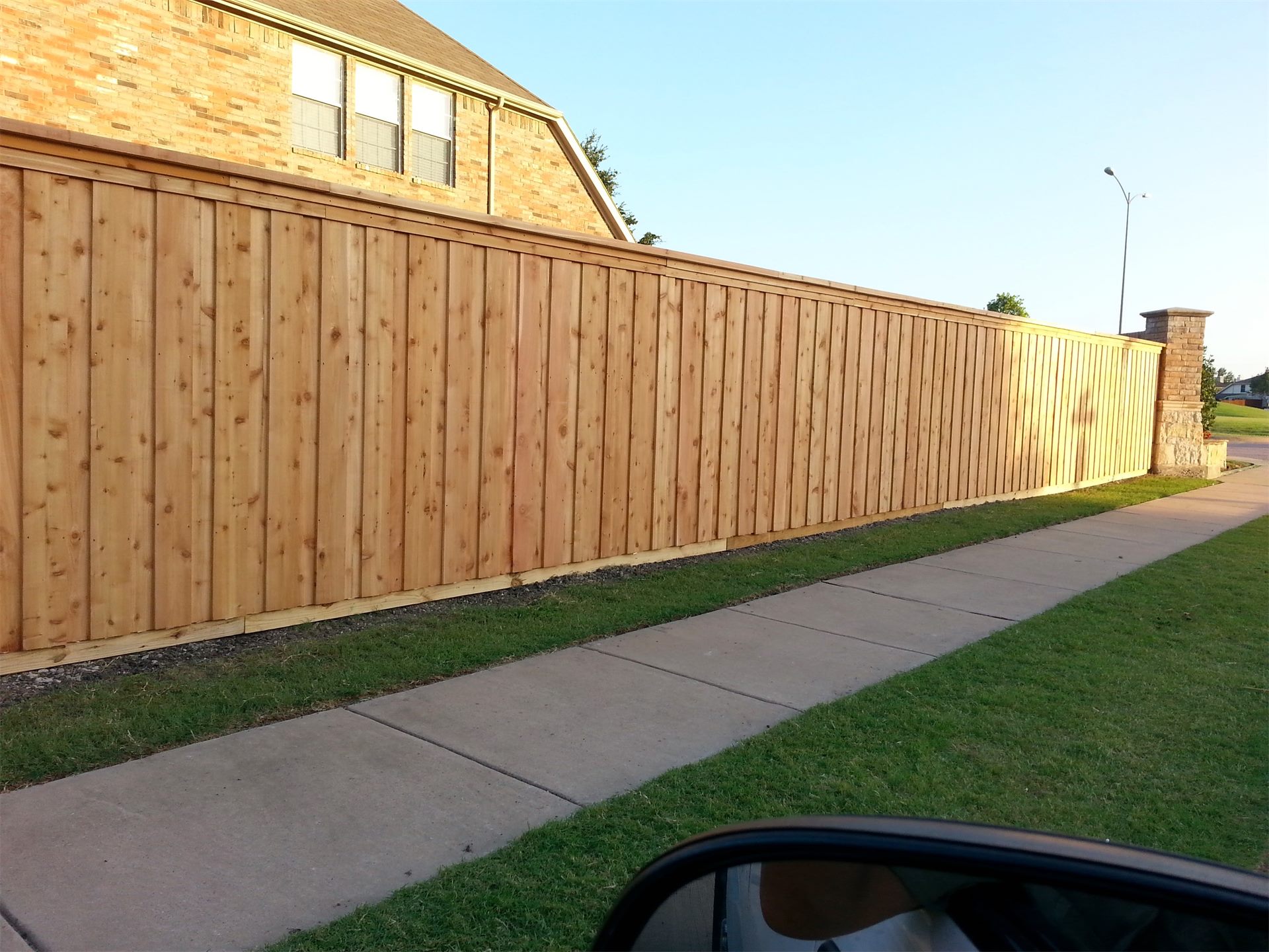 Treated wood privacy fence